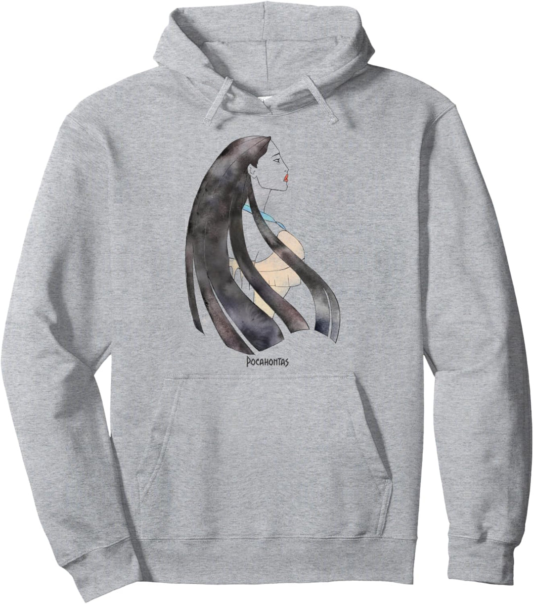 Disney Pocahontas Watercolor Side Portrait Title Pullover Hoodie