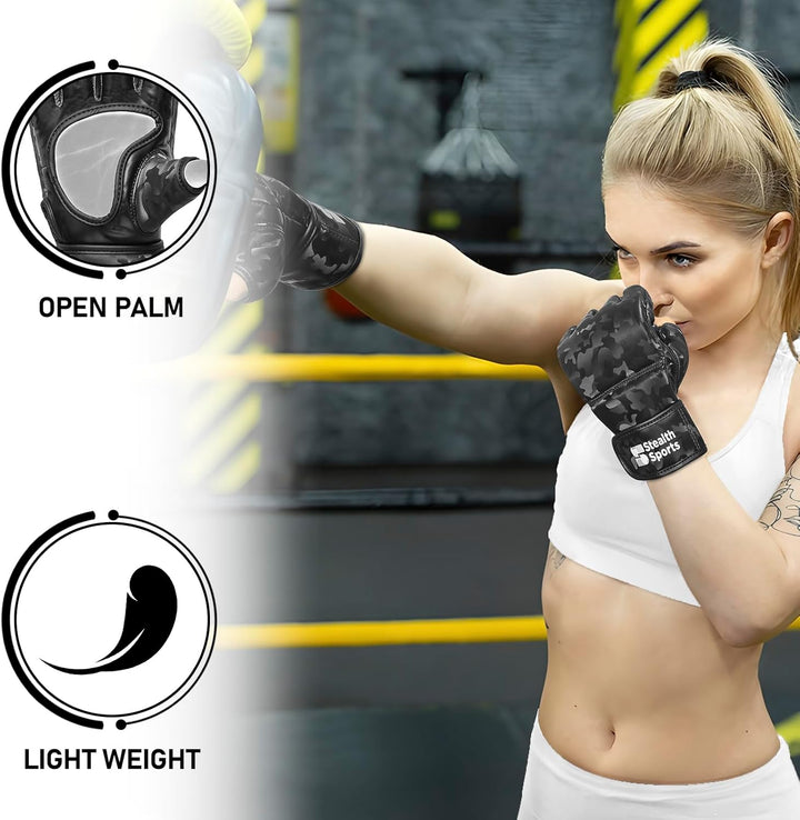 MMA-Handschuhe für Männer und Frauen, 12 mm Dickes PU-Leder, Grappling-Handschuhe, Muay Thai, Kickbo