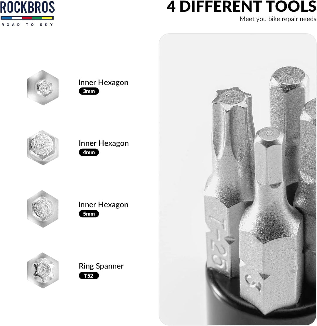 ROCKBROS Road-to-Sky Multifunktionswerkzeug Fahrrad Multitool 5 in 1 Reparatur Set Werkzeug als Lenk