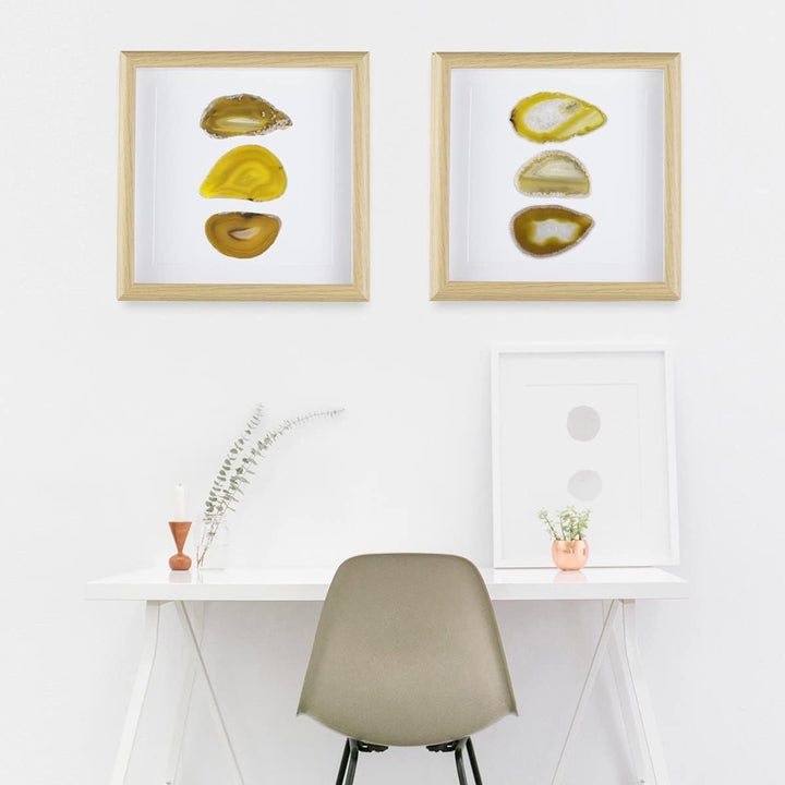 mookaitedecor Gerahmte Achat Scheiben Wandkunst, Geode Scheiben Stein Bilderrahmen für Wohnzimmer Sc