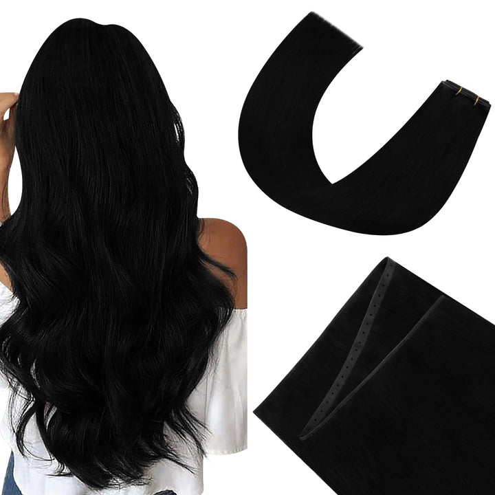Ugeat Butterfly Extensions Echthaar Schwarz Butterfly Weft Extensions Echthaar Schwarz 45 cm Remy OV
