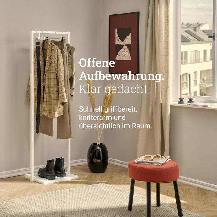 Natural Goods Berlin Kleiderständer BASIS (Weiss, 50 cm) - Kleiderstange aus stabilem Metall - Freis