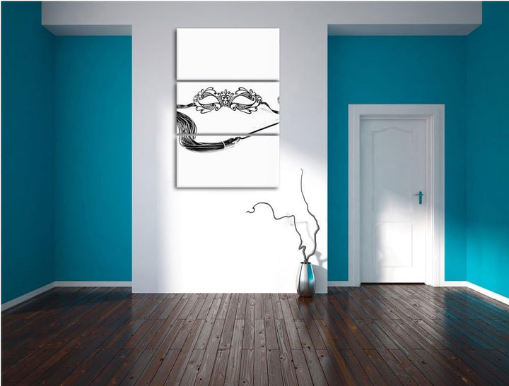 Pixxprint Sexy Frauenoberkörper mit Seilen / 3-Teilig/Gesamtmass 120cm Leinwandbild bespannt auf Hol