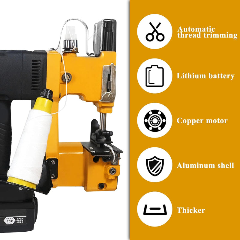 MXBAOHENG Nähmaschine für Säcke 220V Sacknähmaschine mit 1 AKKU Tragbare Beutelverschliessmaschine T