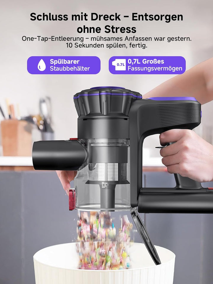 MONSGA Akku Staubsauger Kabellos 45KPa/50Min mit Display,Bürstenloser Motor | Kabelloser Staubsauger