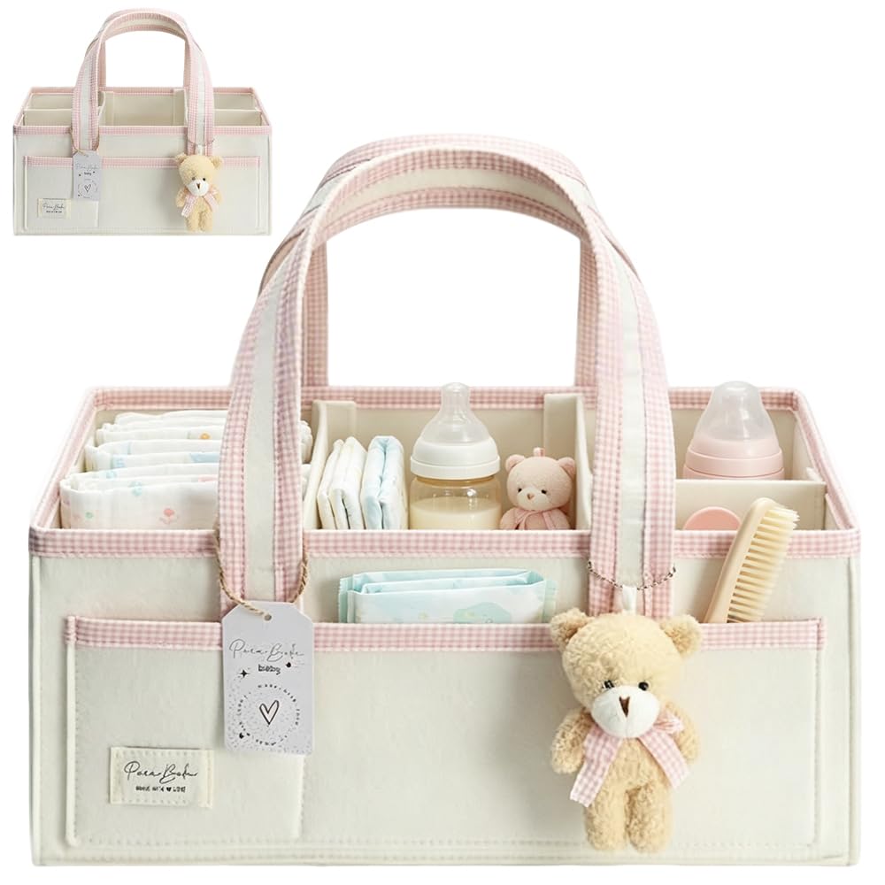 Baby Windel Filztasche, Wickeltisch Organizer Aufbewahrungskorb, Baby Windel Caddy aus Filz mit Hera