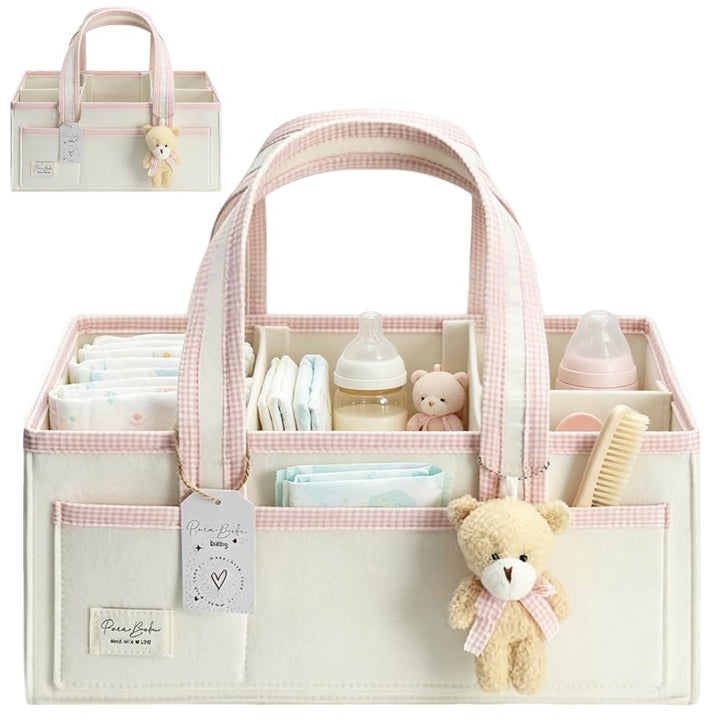 Baby Windel Filztasche, Wickeltisch Organizer Aufbewahrungskorb, Baby Windel Caddy aus Filz mit Hera