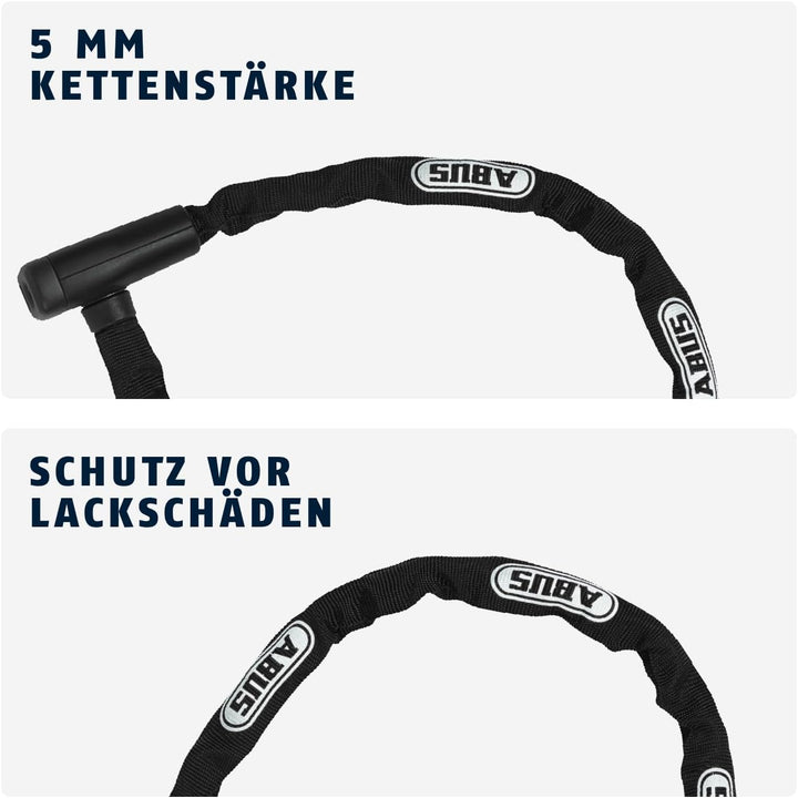 ABUS Kettenschloss Steel-O-Chain 5805K – Fahrradschloss aus Stahl – ABUS-Sicherheitslevel 5 Schwarz