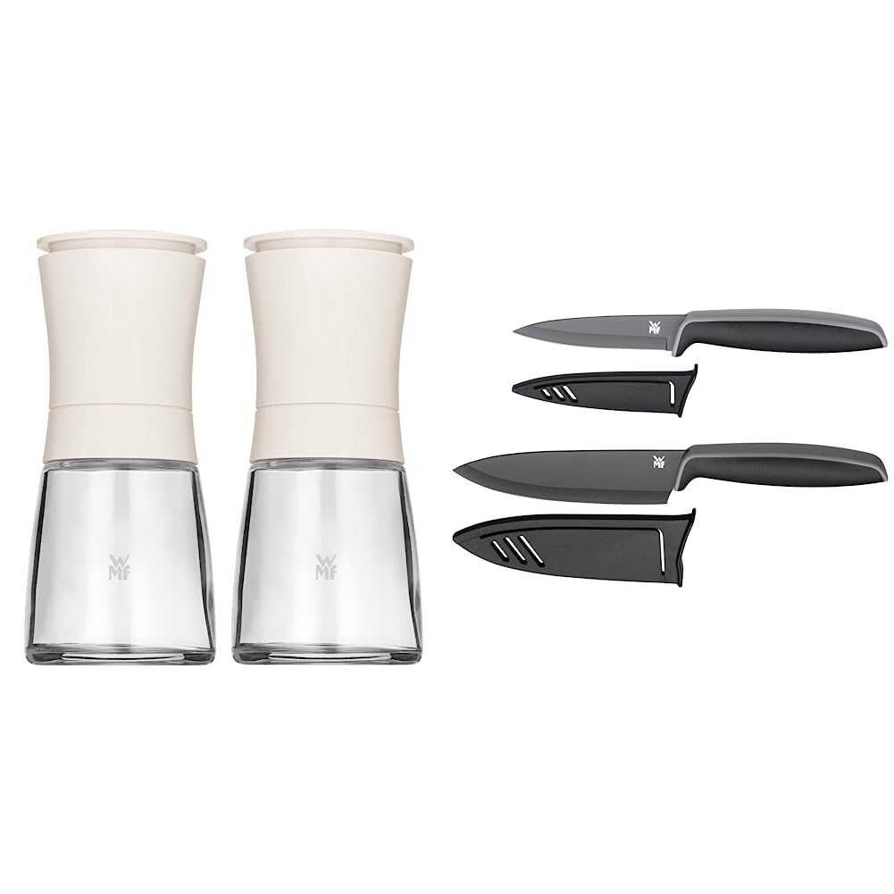 WMF Trend Mühlenset 2tlg, Salz- und Pfeffermühle unbefüllt, Glasbehälter & Touch Messerset 2-teilig,