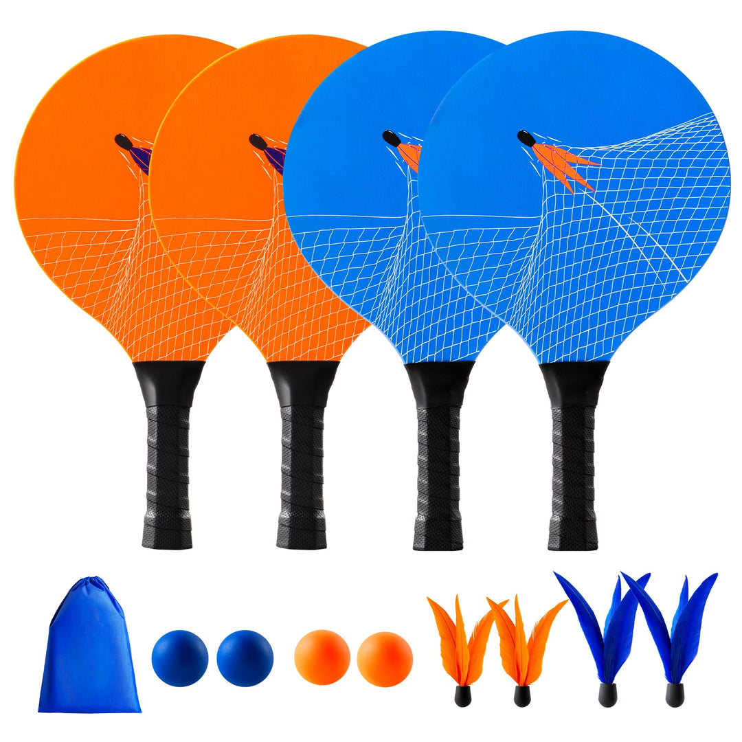 U&C Planet Beachball Set Paddle Ball Spiel Strandschlägerset aus Holz Schläger Spiel für Kinder&Fami