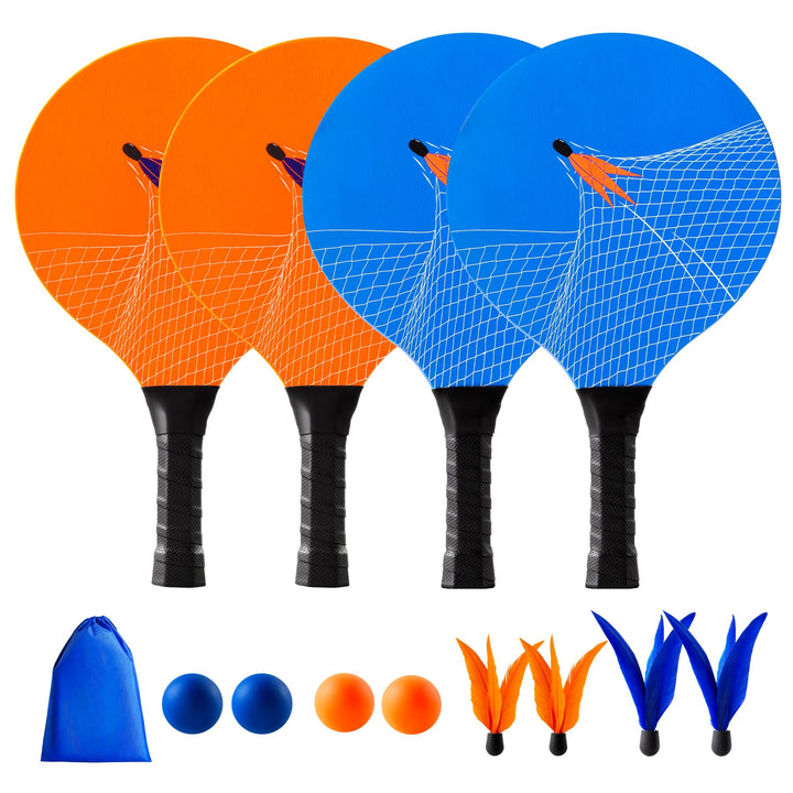 U&C Planet Beachball Set Paddle Ball Spiel Strandschlägerset aus Holz Schläger Spiel für Kinder&Fami