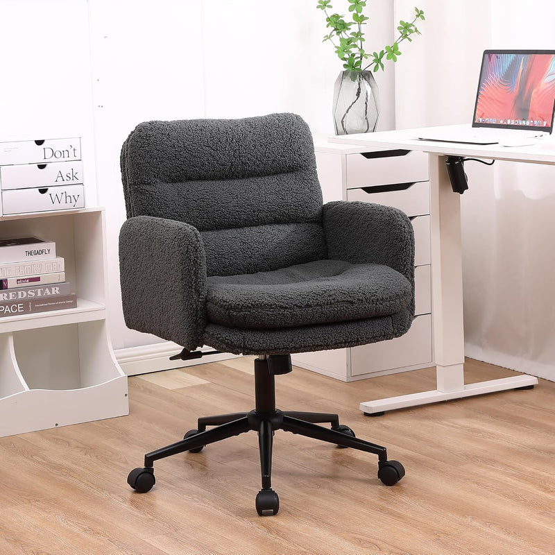Youhauchair Schreibtischstuhl, Schminktisch Stuhl aus Kunstpelz, Bequemer Drehstuhl Schreibtisch Stu