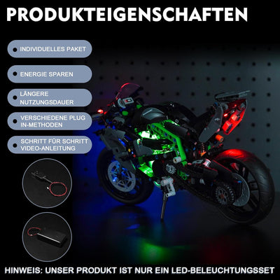 Led Licht Set für Lego Technic Kawasaki Ninja H2R Motorrad (Kein Lego), Dekorationsbeleuchtungsset f