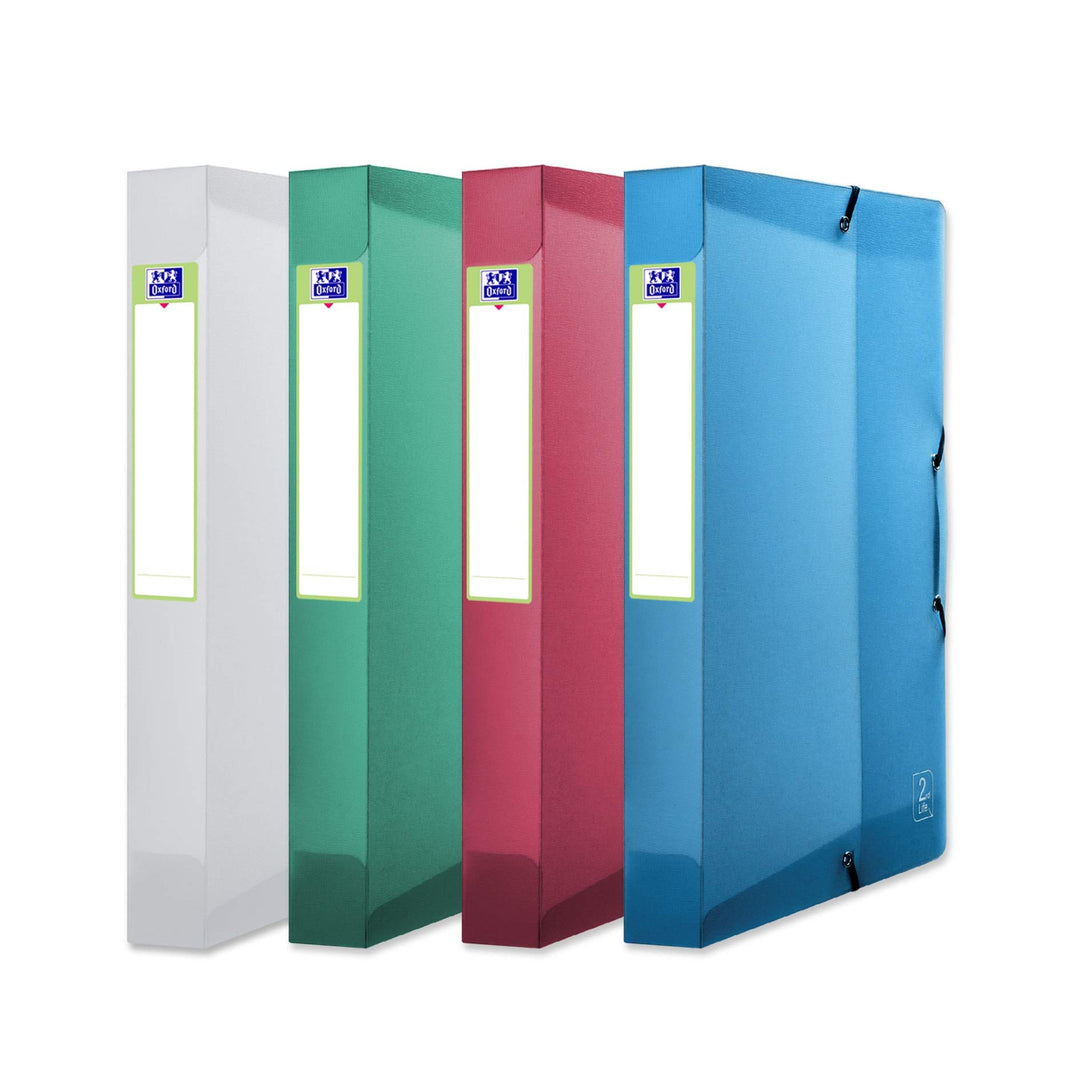 Oxford Kunststoff-Sammelbox 2nd Life, 4er Pack, DIN A4, vier Farben 4 Stück mit 4cm Füllhöhe vier Fa
