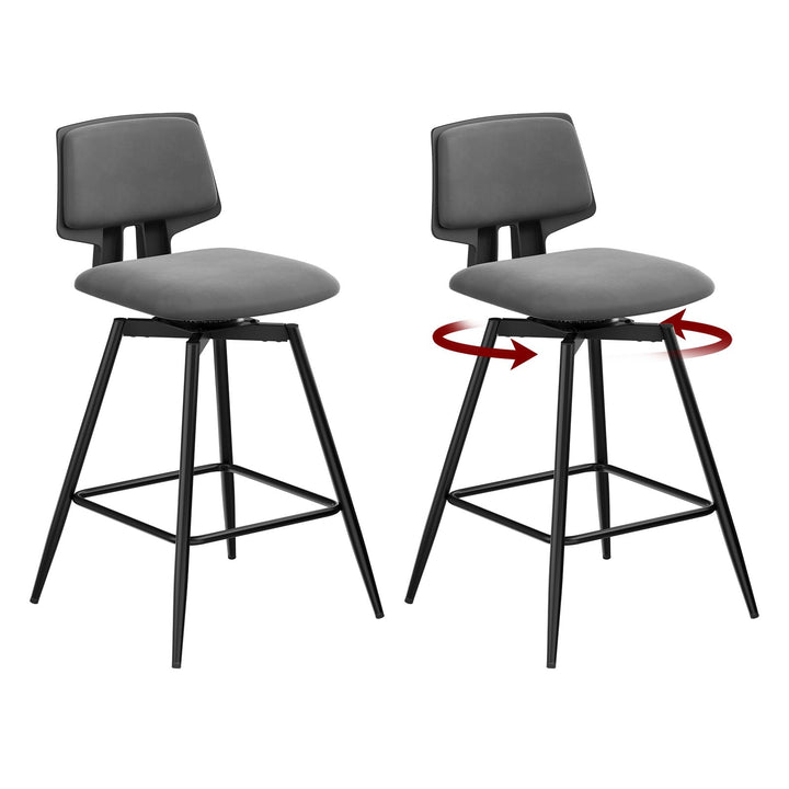 WOLTU Barhocker 2er Set, Barstuhl 360° drehbar, Küchenhocker mit Rückenlehne Fussstütze, für Küche B