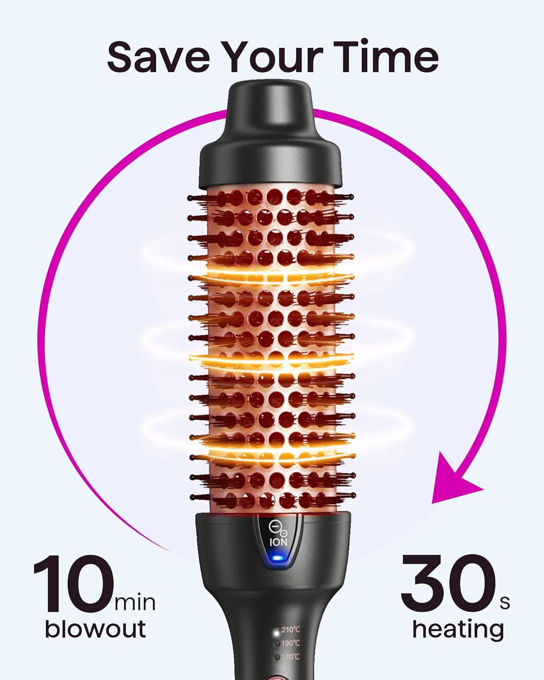 Wavytalk Thermobürste, Thermal Brush 38mm Ionische Lockenbürste erhitzt zur Erzeugung natürlicher Lo