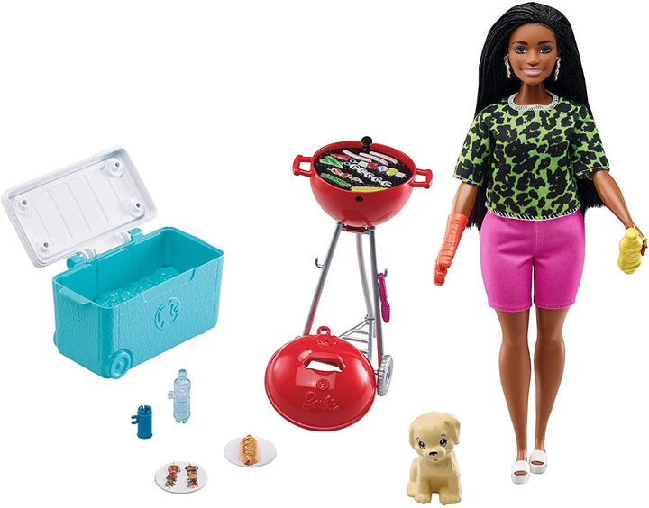 Barbie GRG76 - Mini-Spielset mit Haustier und themenbezogenem Zubehör, Thema Grillparty mit duftende