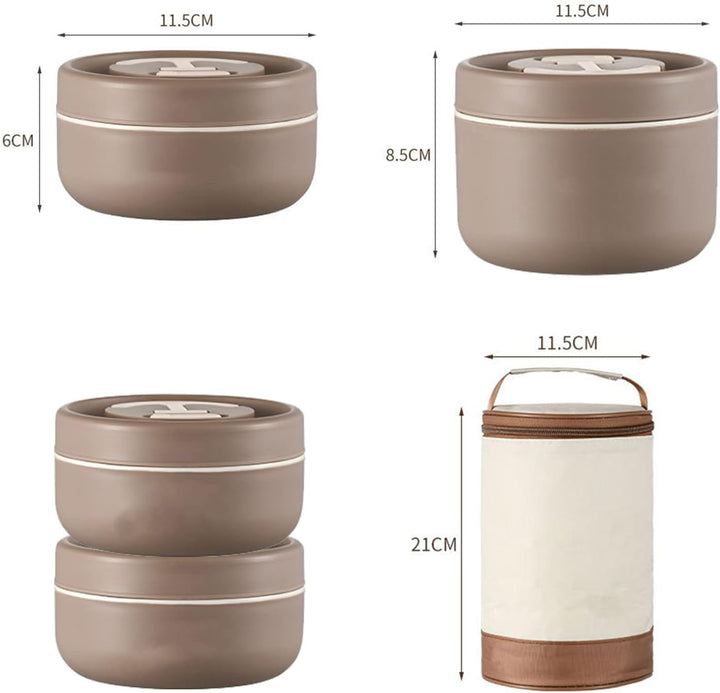 Glorlliant Thermische Lunchbox, Bento Lunchbox, Auslaufsicher, 3 Ebenen, Stapelbar, Aus Edelstahl, W