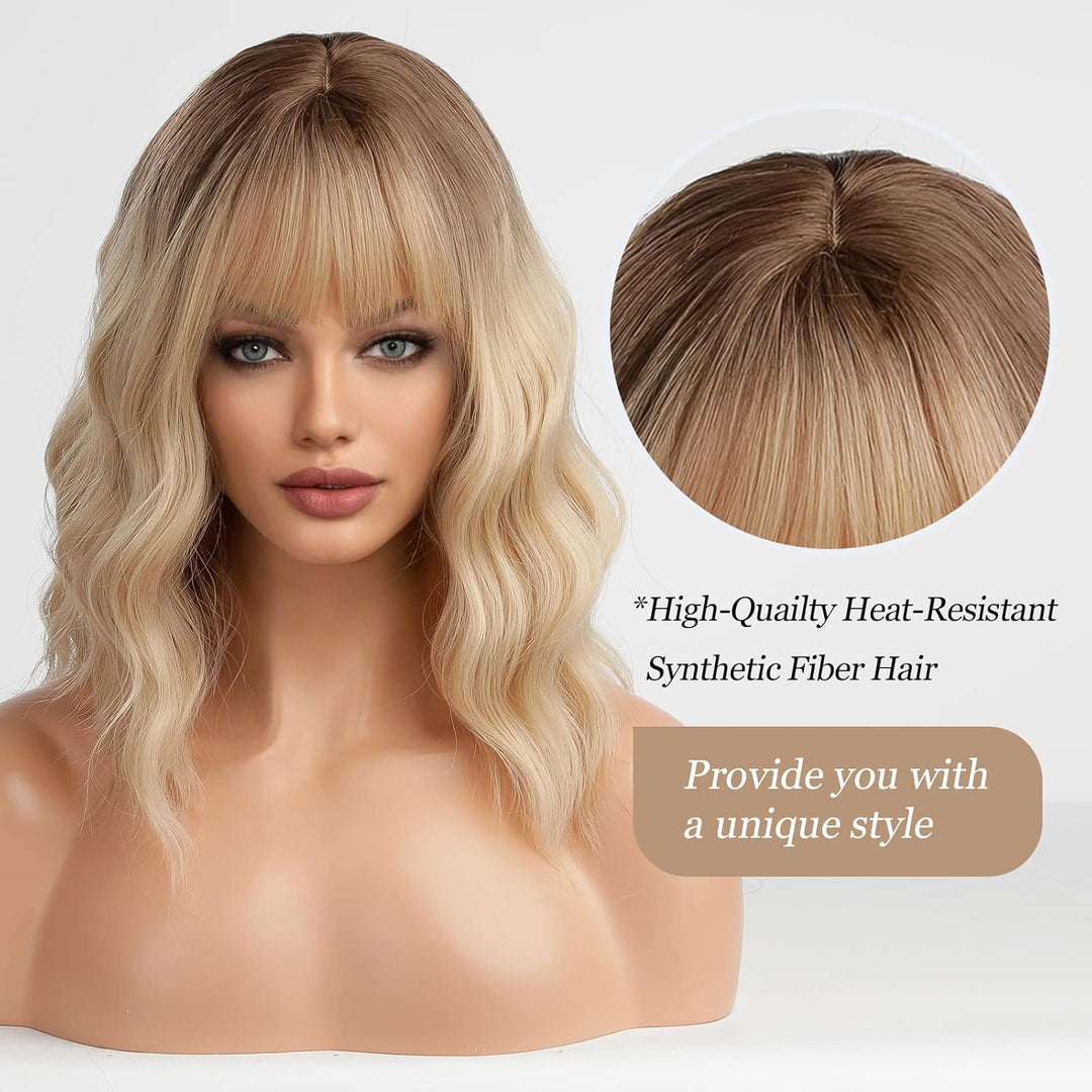 HAIRCUBE Kurze Charming Bob mit Bangs Perücken für Frau Natur Hitzebeständige Synthetische Faser Par