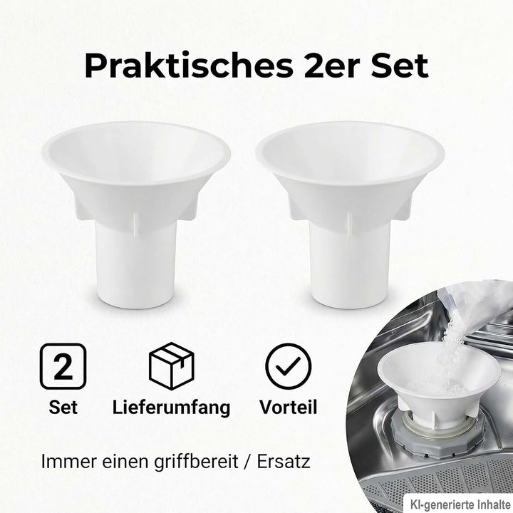 2er Set Geschirrspüler Salztrichter passend für Bosch Siemens Neff Constructa 00645000 – Einfüllhilf