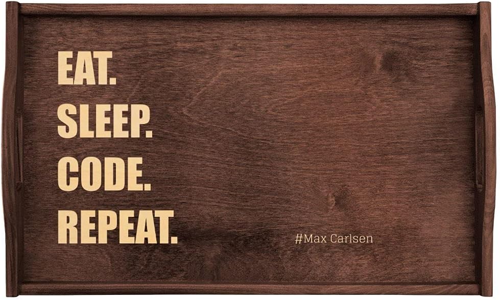 Maverton Laptop Bed Table for him - Personalized Bed Tray for Man - Pinewood Serving Tray with Engra