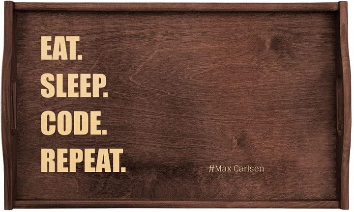 Maverton Laptop Bed Table for him - Personalized Bed Tray for Man - Pinewood Serving Tray with Engra