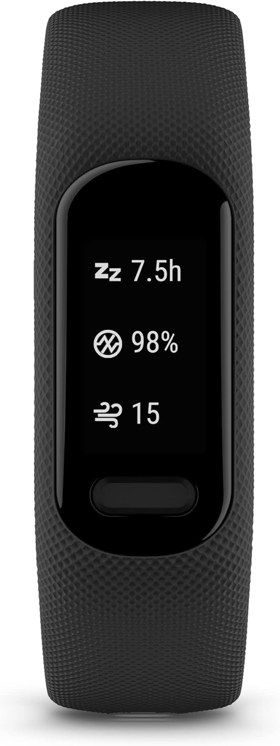 Garmin vívosmart 5 – Fitness-Tracker mit extragrossem OLED-Touchdisplay, Gesundheitsfunktion wie Sch