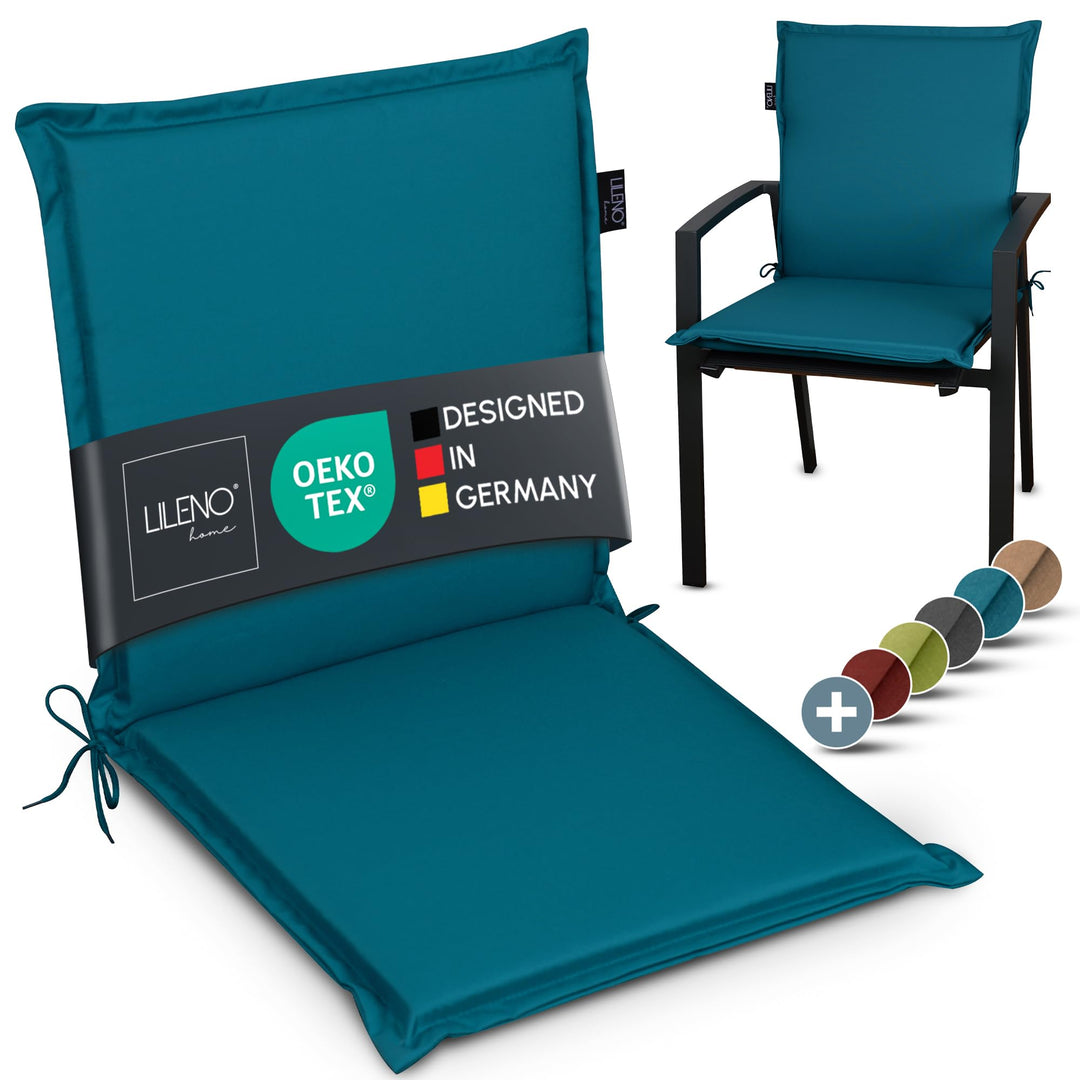 LILENO HOME Gartenstuhl Auflagen [1er Set - Niedriglehner] in Petrol - Bequeme Liegen als Sitzauflag