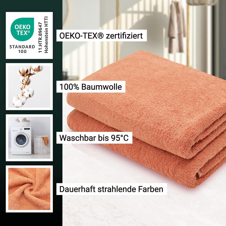 ZOLLNER 2er Set Duschtücher - weiche und saugstarke Handtücher - waschbar bis 95°C - Baumwolle - 70x