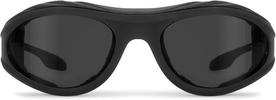 BERTONI Motorradbrille Beschlagfrei Windschutz – Matt Schwarz AF12C Bikerbrillen Graue Linsen, Graue