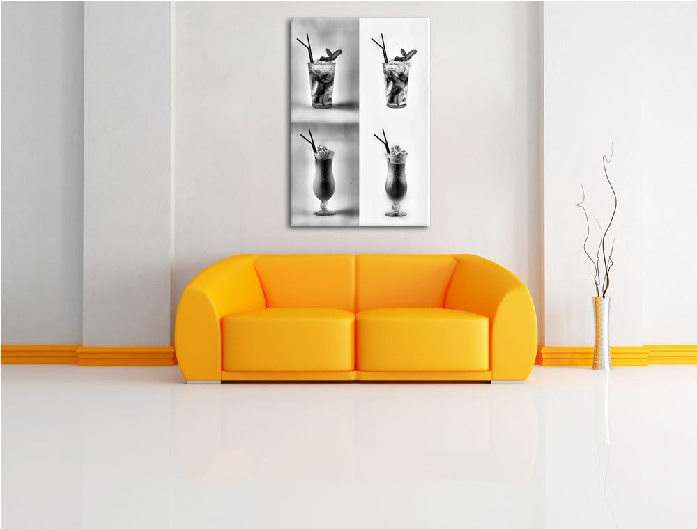 Pixxprint kontrastreiche Cocktails als Leinwandbild/Grösse: 100x70 cm/Wandbild/Kunstdruck/fertig bes
