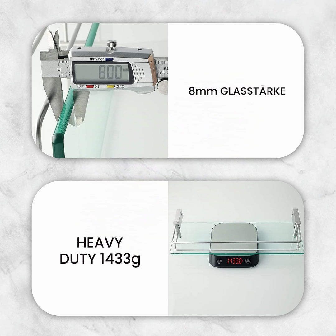 SAYAYO Duschablage Glasregal Edelstahl Duschregal Gebürstet Badezimmer Regal Duschkorb Shampoo Halte