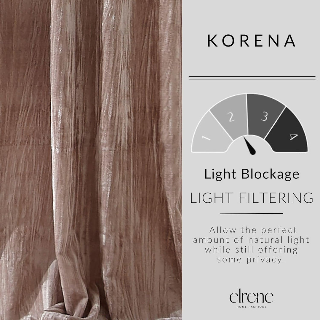 Elrene Home Fashions Korena Fenstervorhang aus Knautschsamt, rustikaler Chic, für Wohnzimmer oder Sc