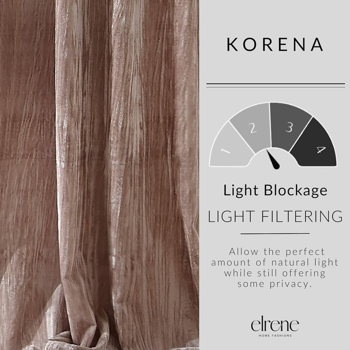 Elrene Home Fashions Korena Fenstervorhang aus Knautschsamt, rustikaler Chic, für Wohnzimmer oder Sc