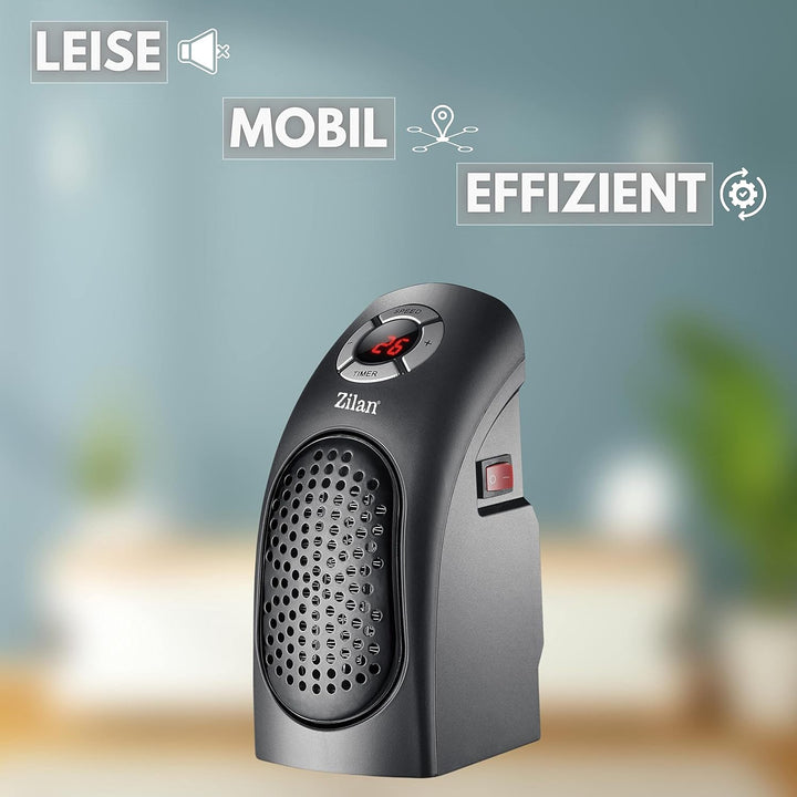 Mini Heizlüfter | 12h Timer | Digitale LCD-Anzeige | 400 Watt | Mini Elektroheizung | Mobiler Heizlü