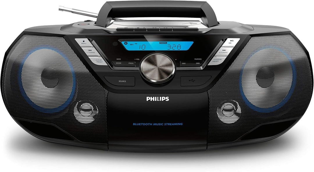 Philips AZB798T/12 CD-Sound-Maschine, tragbarer CD- und Kassetten-Player, DAB und FM Bluetooth, CD,
