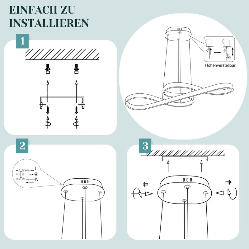 ZMH LED Pendelleuchte Esstisch Hängelampe Dimmbar: Design Hängeleuchte Esszimmer 47W Esstischlampe F