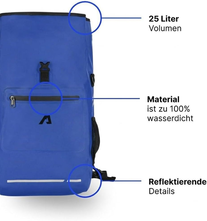 Alpensattel 3-in-1 Fahrradtasche 25 L – Gepäckträgertasche, Rucksack & Umhängetasche – wasserdicht,