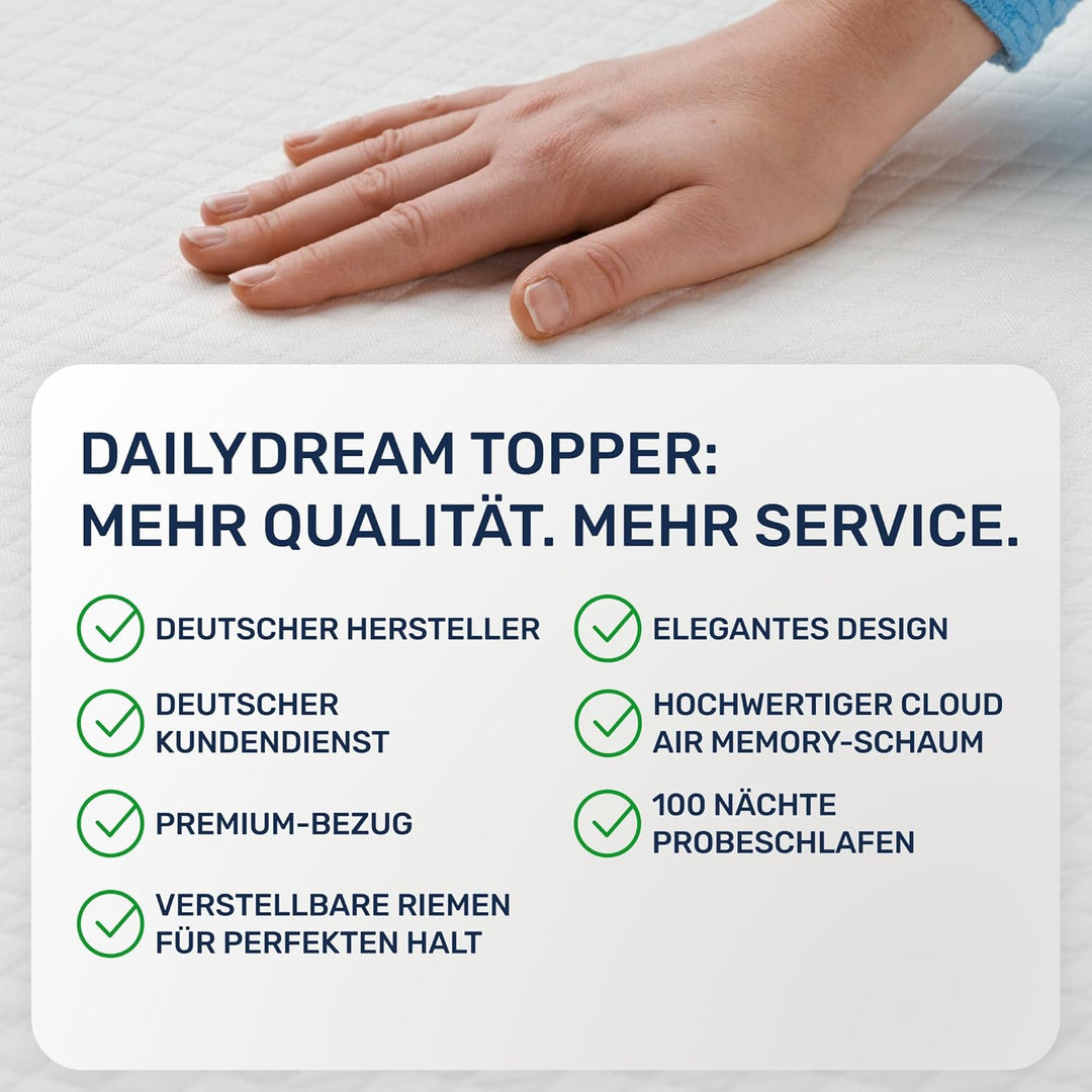 Dailydream viscoelastischer Matratzentopper “Model S“ mit Memory Foam Effekt, 80x200x3,5cm, Edition