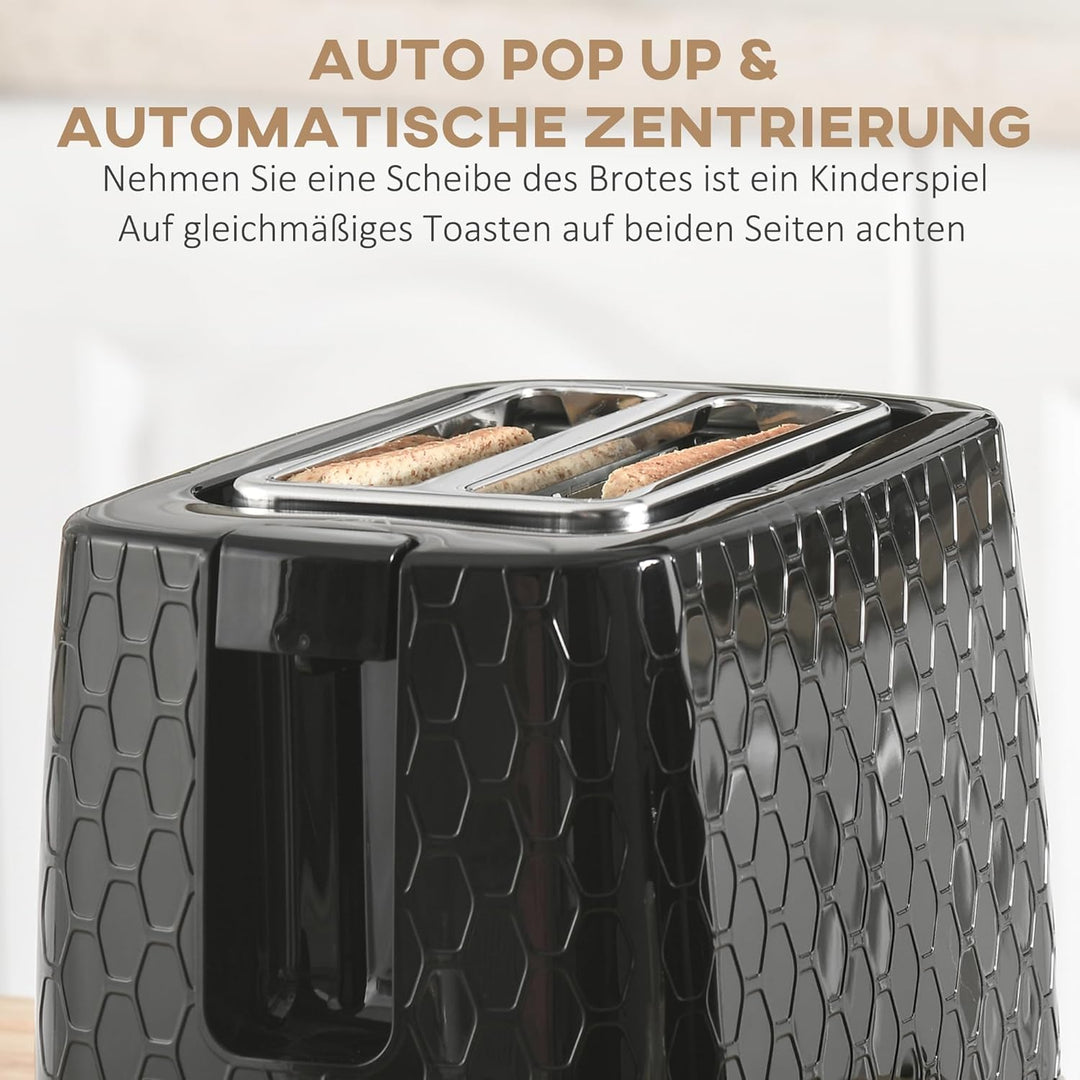 HOMCOM Wasserkocher Toaster Set 2200 W 1,7 Liter Wasserkocher Doppelschlitz Toaster Frühstücksset mi