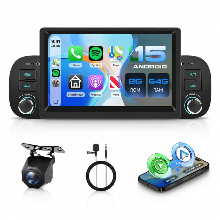 2GB+64GB Autoradio für FIAT Panda 2013-2020 mit Carplay, Wireless Android Auto Car Stereo mit GPS Na