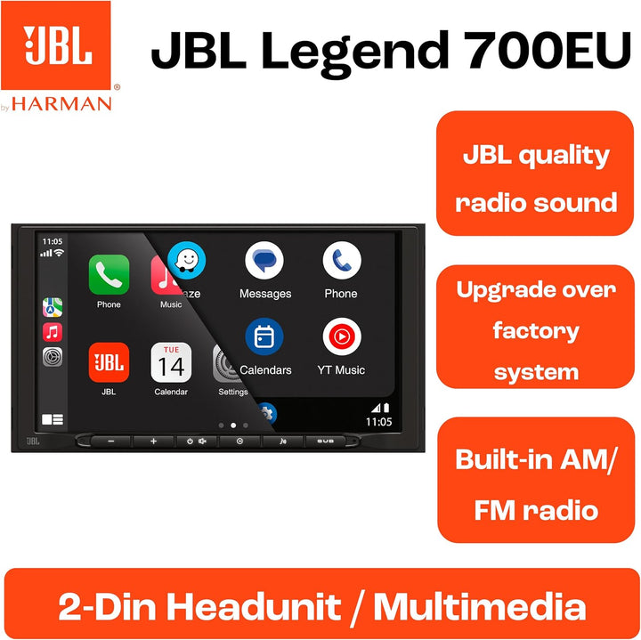 JBL Legend 700 2 DIN Autoradio mit Bildschirm, CarPlay Android Auto, Freisprechanlage Auto Radio mit