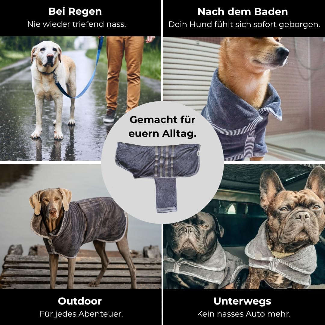Premium Hundebademantel aus Baumwolle – Grösse L – Hundehandtuch für Hunde – Langlebig, maschinenwas