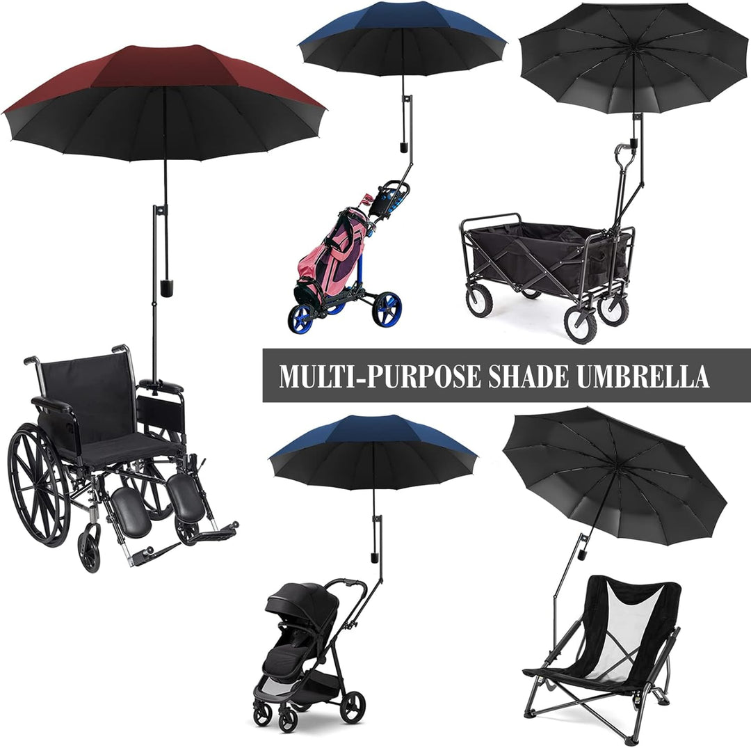 WILRAY UPF 50+Verstellbarer Regenschirm, Golfschirm mit verstellbarer universeller Klemme, für Stühl