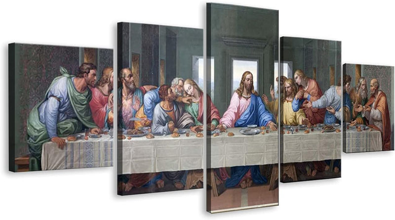 ZHONGYUTONG 5 Stück Jesus Christus Leinwand Wand Bild Gerahmt Letzte Abendmahl Bilder Gemälde Religi