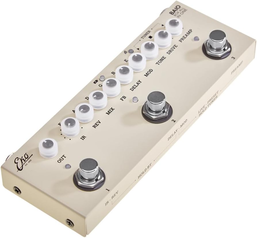 EKO Guitars - BAIO Multieffekt-Pedal für Gitarre mit integriertem IR, 9 Arten von integrierten Vorve