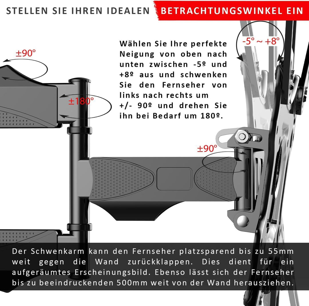 [ Test 2X SEHR GUT *] AXRED Olympus Max TV Mount Wandhalterung 17”-60” Zoll (43-152cm) 4K Fernseher