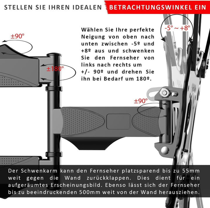 [ Test 2X SEHR GUT *] AXRED Olympus Max TV Mount Wandhalterung 17”-60” Zoll (43-152cm) 4K Fernseher