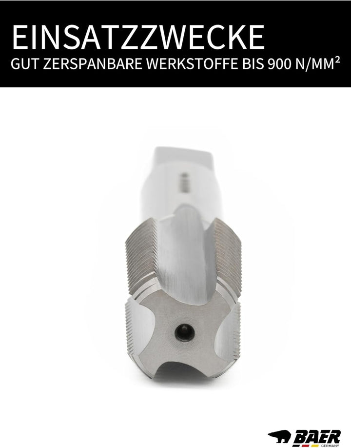 BAER HSSG Einschnittgewindebohrer Form C - NPT 1/16 x 27 | Gewindebohrer NPT 1/16 | Gewindeschneider