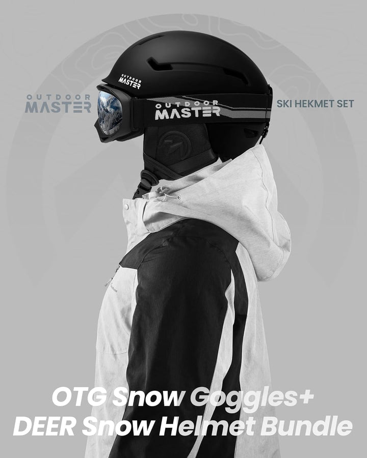 OutdoorMaster Skihelm-Set, Snowboard-Helm mit Brille für Erwachsene - 12 Belüftungsöffnungen - Skihe